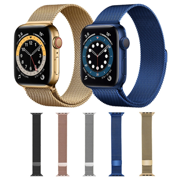 Lisslune | For Apple Watch Ultra 49mm&Watch Ultra 2 49mm / Series 9&8&7 45mm / SE 3&SE 2&6&SE&5&4 44mm / 3&2&1 42mm Mutual Milanese Stainless Steel Watch Band (Gold)