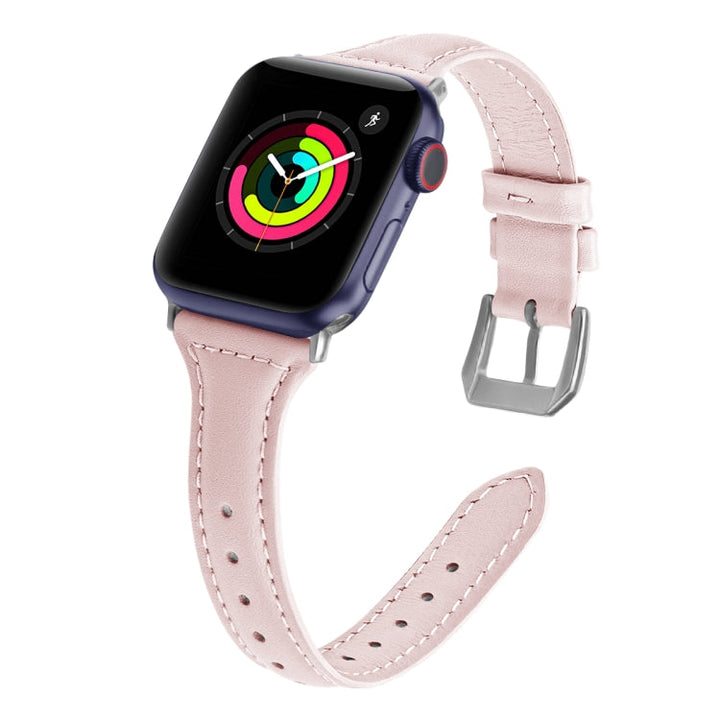 Lisslune | Leather Bracelet for Apple Watch Series 9&8&7 41mm / SE 3&SE 2&6&SE&5&4 40mm / 3&2&1 38mm (Sakura Pink)
