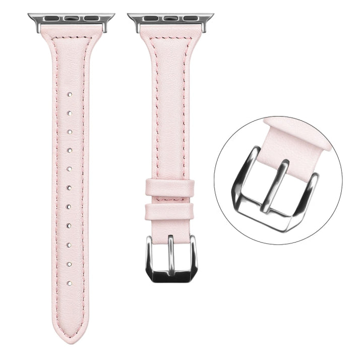 Lisslune | Leather Bracelet for Apple Watch Series 9&8&7 41mm / SE 3&SE 2&6&SE&5&4 40mm / 3&2&1 38mm (Sakura Pink)