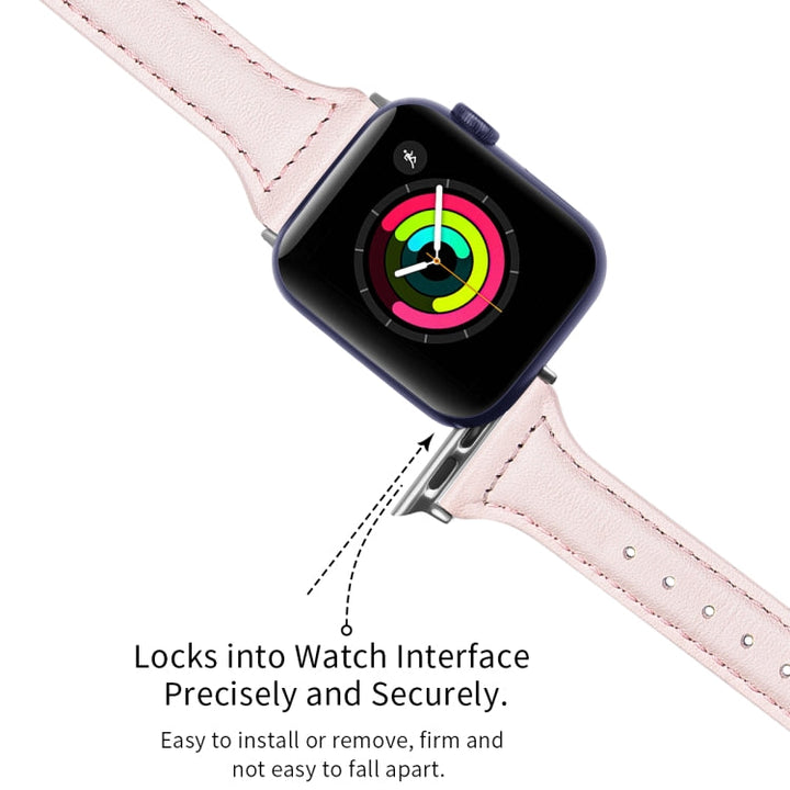 Lisslune | Leather Bracelet for Apple Watch Series 9&8&7 41mm / SE 3&SE 2&6&SE&5&4 40mm / 3&2&1 38mm (Sakura Pink)