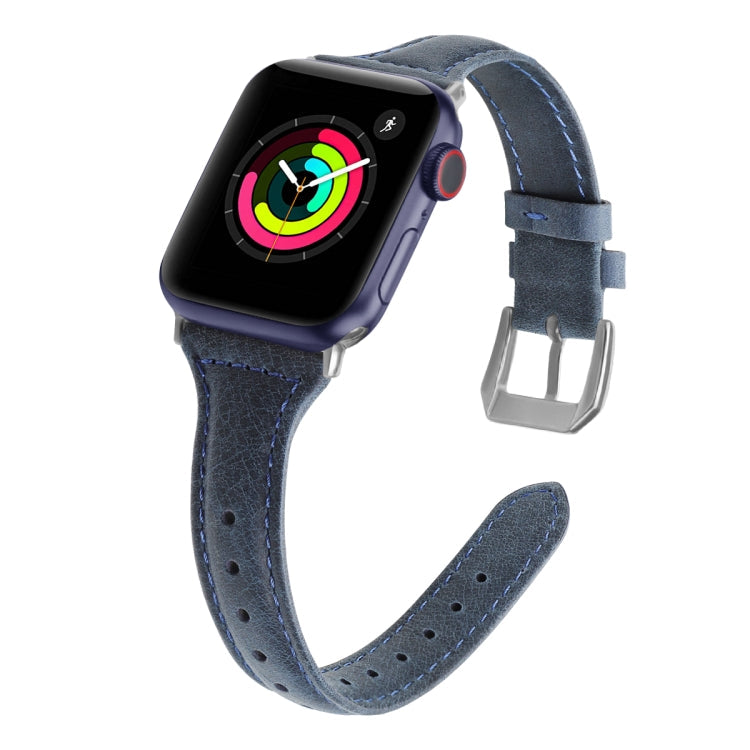 Lisslune | Leather Watch Band for Apple Watch Series 9&8&7 41mm / SE 3&SE 2&6&SE&5&4 40mm / 3&2&1 38mm (Cyanine Wax Leather)