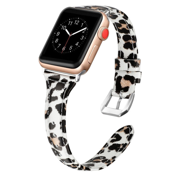 Lisslune | Leather Watch Band for Apple Watch Series 9&8&7 41mm / SE 3&SE 2&6&SE&5&4 40mm / 3&2&1 38mm (Yellow Leopard Print)