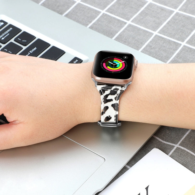 Lisslune | Leather Watch Band for Apple Watch Series 9&8&7 41mm / SE 3&SE 2&6&SE&5&4 40mm / 3&2&1 38mm (Yellow Leopard Print)