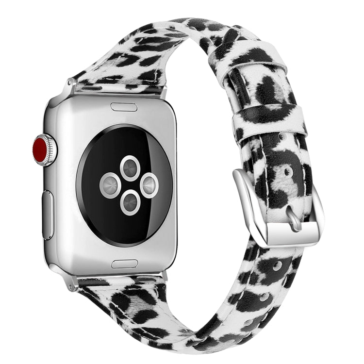 Lisslune | Leather Watch Band for Apple Watch Series 9&8&7 41mm / SE 3&SE 2&6&SE&5&4 40mm / 3&2&1 38mm (Gray Leopard Pattern)