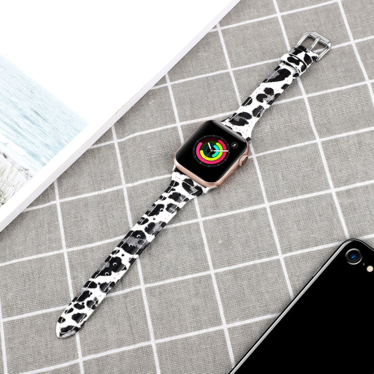 Lisslune | Leather Watch Band for Apple Watch Series 9&8&7 41mm / SE 3&SE 2&6&SE&5&4 40mm / 3&2&1 38mm (Gray Leopard Pattern)