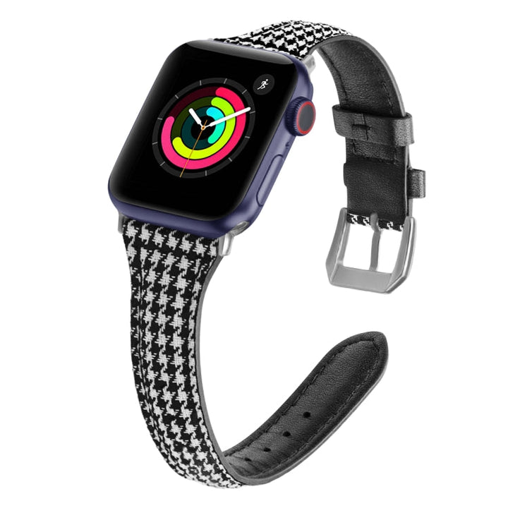 Lisslune | Leather Bracelet for Apple Watch Series 9&8&7 41mm / SE 3&SE 2&6&SE&5&4 40mm / 3&2&1 38mm (Houndstooth)