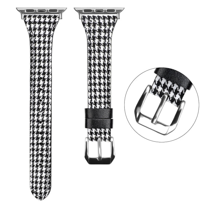 Lisslune | Leather Bracelet for Apple Watch Series 9&8&7 41mm / SE 3&SE 2&6&SE&5&4 40mm / 3&2&1 38mm (Houndstooth)