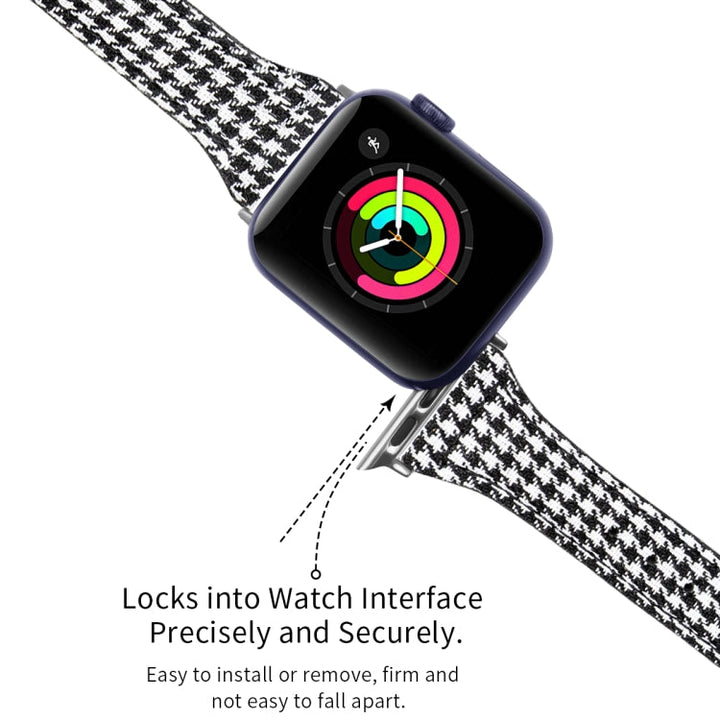 Lisslune | Leather Bracelet for Apple Watch Series 9&8&7 41mm / SE 3&SE 2&6&SE&5&4 40mm / 3&2&1 38mm (Houndstooth)