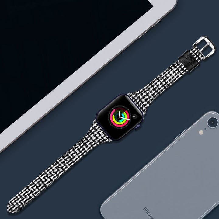 Lisslune | Leather Bracelet for Apple Watch Series 9&8&7 41mm / SE 3&SE 2&6&SE&5&4 40mm / 3&2&1 38mm (Houndstooth)