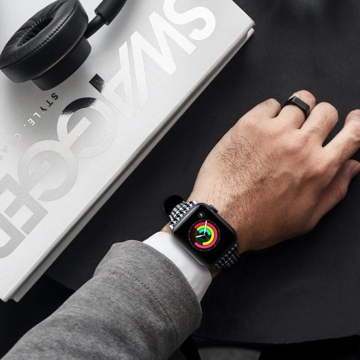Lisslune | Leather Bracelet for Apple Watch Series 9&8&7 41mm / SE 3&SE 2&6&SE&5&4 40mm / 3&2&1 38mm (Houndstooth)