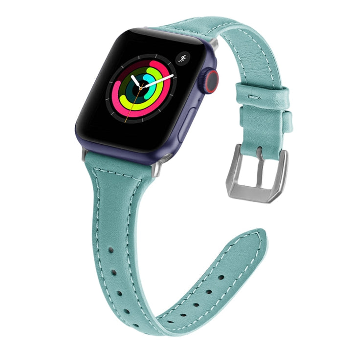 Lisslune | Leather Watch Band for Apple Watch Series 9&8&7 41mm / SE 3&SE 2&6&SE&5&4 40mm / 3&2&1 38mm (Sky Blue)