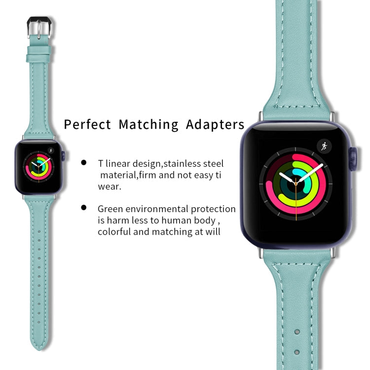 Lisslune | Leather Watch Band for Apple Watch Series 9&8&7 41mm / SE 3&SE 2&6&SE&5&4 40mm / 3&2&1 38mm (Sky Blue)