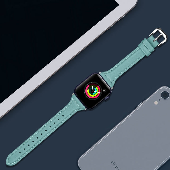 Lisslune | Leather Watch Band for Apple Watch Series 9&8&7 41mm / SE 3&SE 2&6&SE&5&4 40mm / 3&2&1 38mm (Sky Blue)
