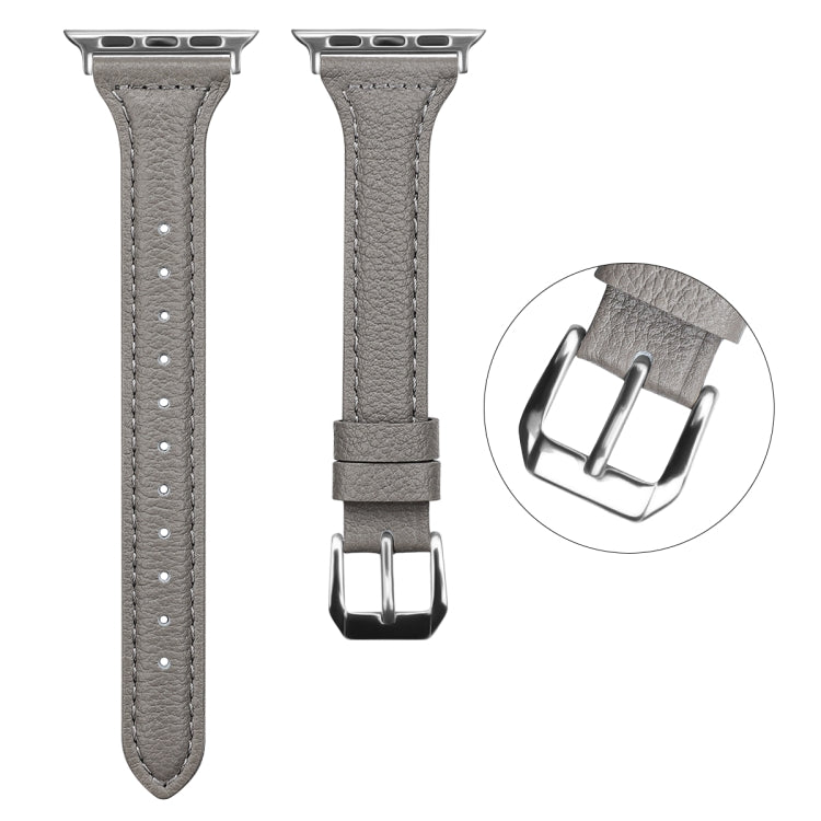 Lisslune | Leather Bracelet for Apple Watch Series 9&8&7 41mm / SE 3&SE 2&6&SE&5&4 40mm / 3&2&1 38mm (Lizard Pattern Grey)