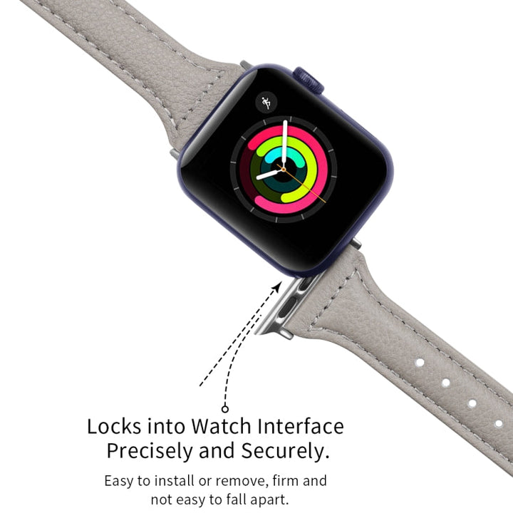 Lisslune | Leather Bracelet for Apple Watch Series 9&8&7 41mm / SE 3&SE 2&6&SE&5&4 40mm / 3&2&1 38mm (Lizard Pattern Grey)