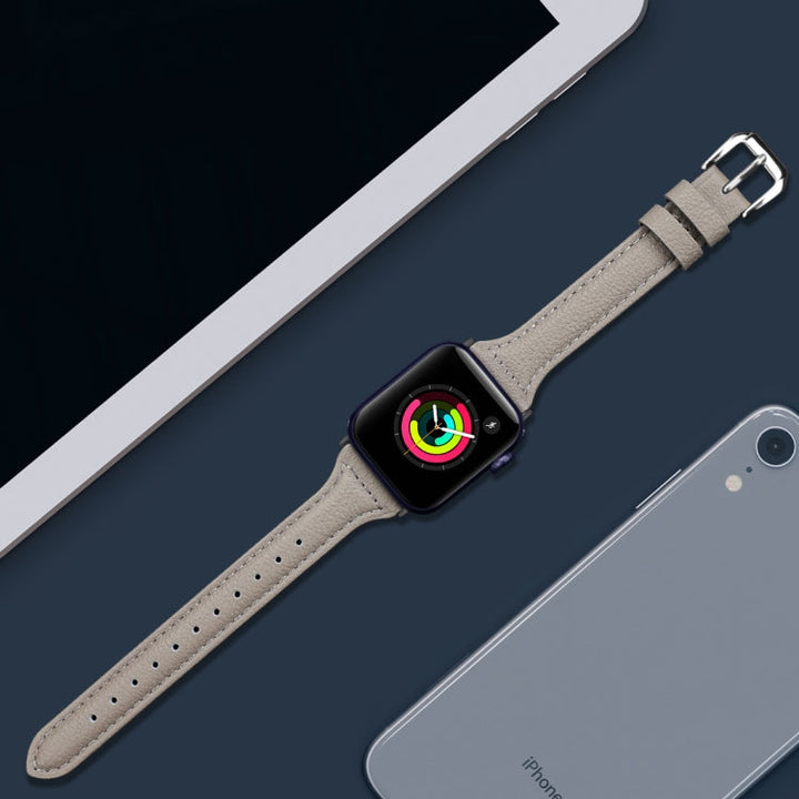 Lisslune | Leather Bracelet for Apple Watch Series 9&8&7 41mm / SE 3&SE 2&6&SE&5&4 40mm / 3&2&1 38mm (Lizard Pattern Grey)