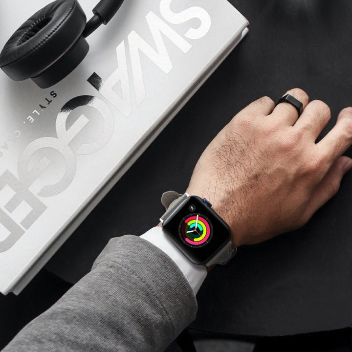 Lisslune | Leather Bracelet for Apple Watch Series 9&8&7 41mm / SE 3&SE 2&6&SE&5&4 40mm / 3&2&1 38mm (Lizard Pattern Grey)