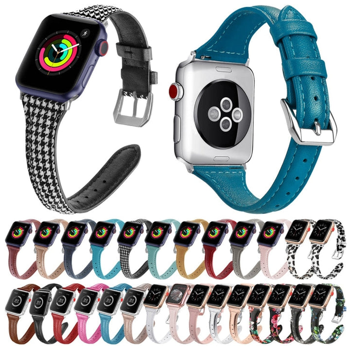 Lisslune | Leather Bracelet for Apple Watch Series 9&8&7 41mm / SE 3&SE 2&6&SE&5&4 40mm / 3&2&1 38mm (Houndstooth)