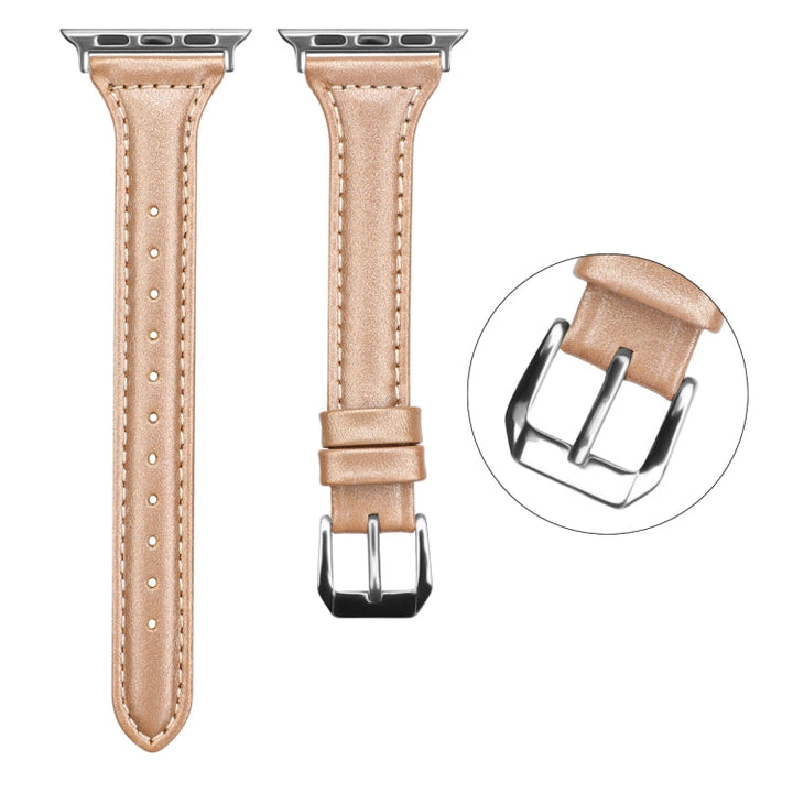 Lisslune | Leather Watch Strap for Apple Watch Ultra 49mm & Watch Ultra 2 49mm / Series 9 & 8 & 7 45mm / SE 3 & SE 2 & 6 & SE & 5 & 4 44mm / 3 & 2 & 1 42mm (Rose Gold)