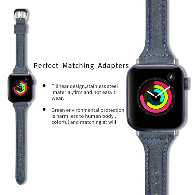 Lisslune | Leather Strap for Apple Watch Ultra 49mm and Watch Ultra 2 49mm / Series 9 and 8 and 7 45mm / SE 3 and SE 2 and 6 and SE and 5 and 4 44mm / 3 and 2 and 1 42mm (Cyanin Wax Leather)
