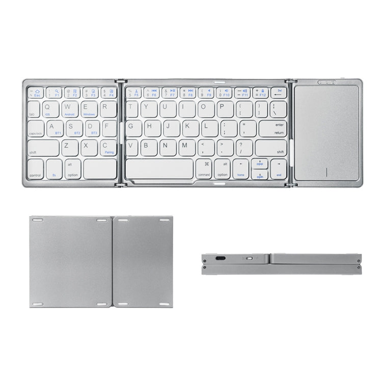 Lisslune | B089T Foldable Bluetooth Keyboard rechargeable with Touchpad (Silver)