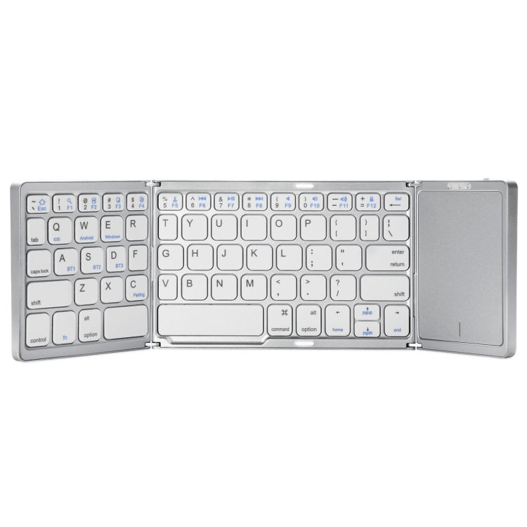 Lisslune | B089T Foldable Bluetooth Keyboard rechargeable with Touchpad (Silver)