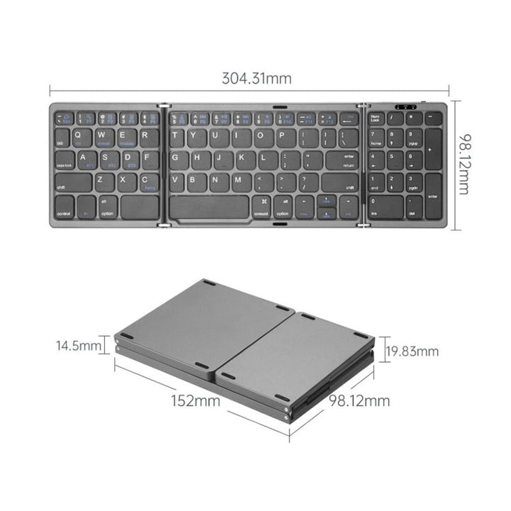 Lisslune | B089T Foldable Bluetooth Keyboard rechargeable with Touchpad (Silver)