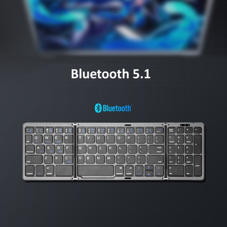 Lisslune | B089T Foldable Bluetooth Keyboard rechargeable with Touchpad (Silver)