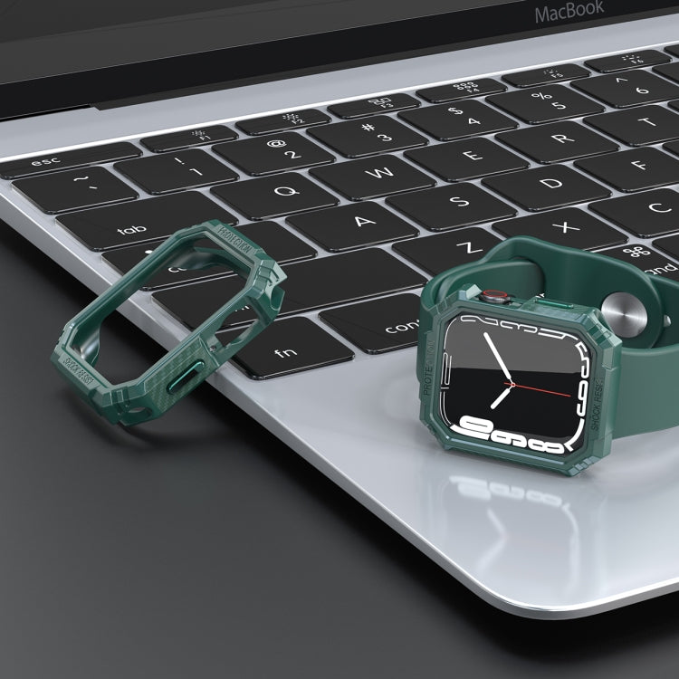 Lisslune | Carbon Fiber Contrast Color Protective Case for Apple Watch Series 9 / 8 / 7 41mm (Green)