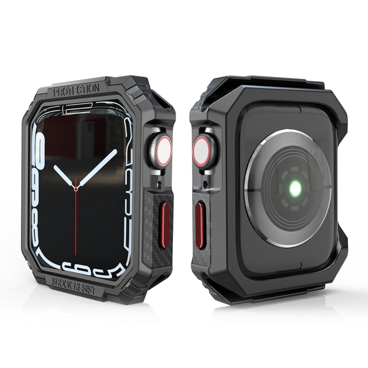 Lisslune | Carbon Fiber Contrast Color Protective Case for Apple Watch Series 9 / 8 / 7 45mm (Red)