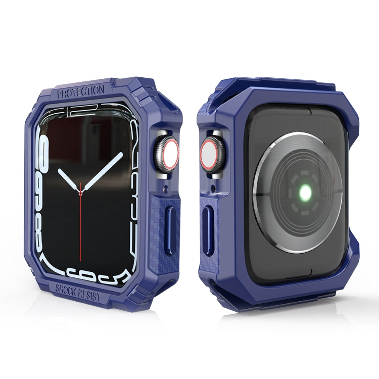 Lisslune | Carbon fiber contrast color protective case for Apple Watch Series 9 / 8 / 7 45mm (Blue)