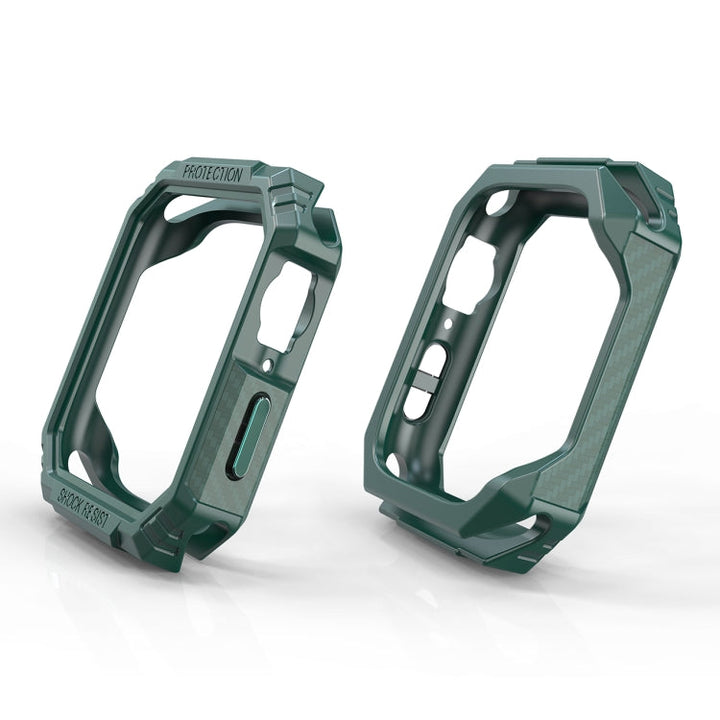 Lisslune | Carbon Fiber Contrast Color Protection Case for Apple Watch Series 9 / 8 / 7 45mm (Green)