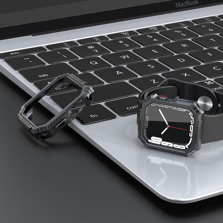 Lisslune | Carbon fiber contrast color protective case for Apple Watch Series 9 / 8 / 7 45mm (tin)