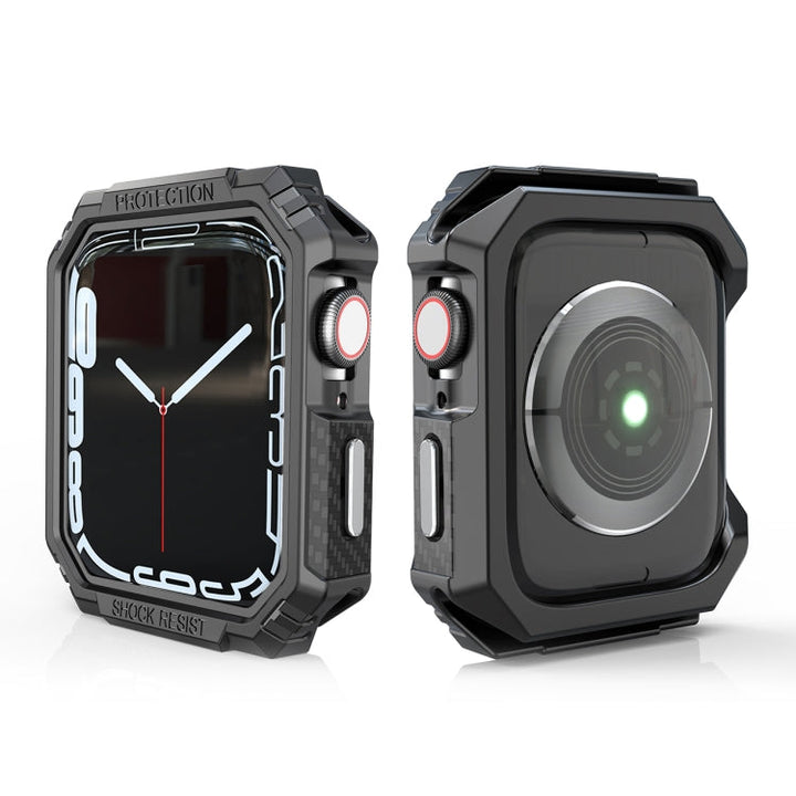 Lisslune | Carbon fiber contrast color protective case for Apple Watch Series 9 / 8 / 7 45mm (Silver)