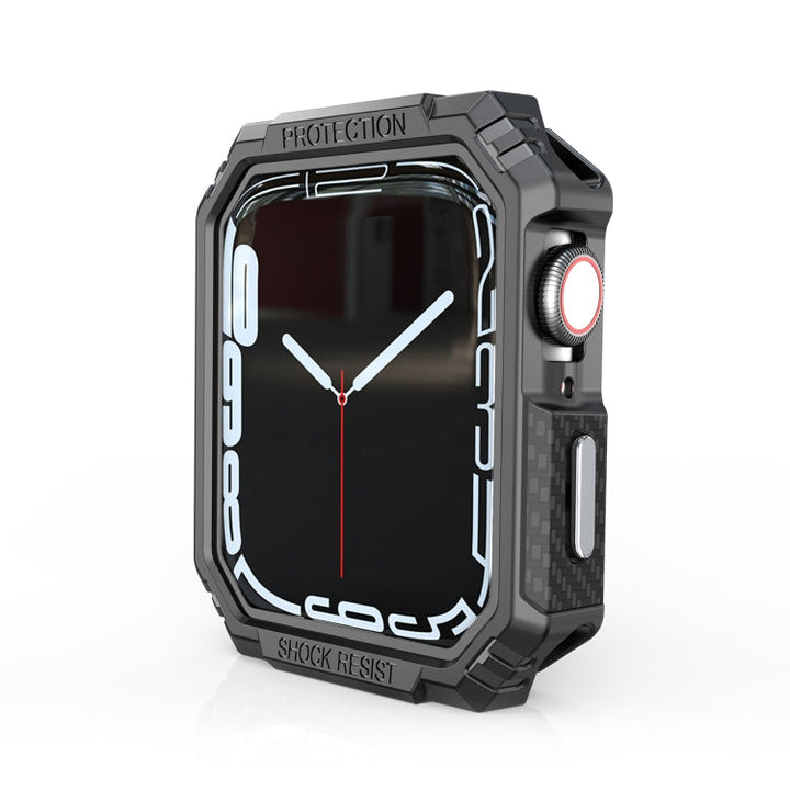 Lisslune | Carbon fiber contrast color protective case for Apple Watch Series 9 / 8 / 7 45mm (Silver)