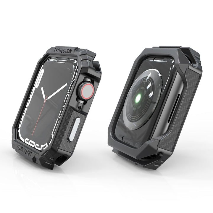 Lisslune | Carbon fiber contrast color protective case for Apple Watch Series 9 / 8 / 7 45mm (Silver)