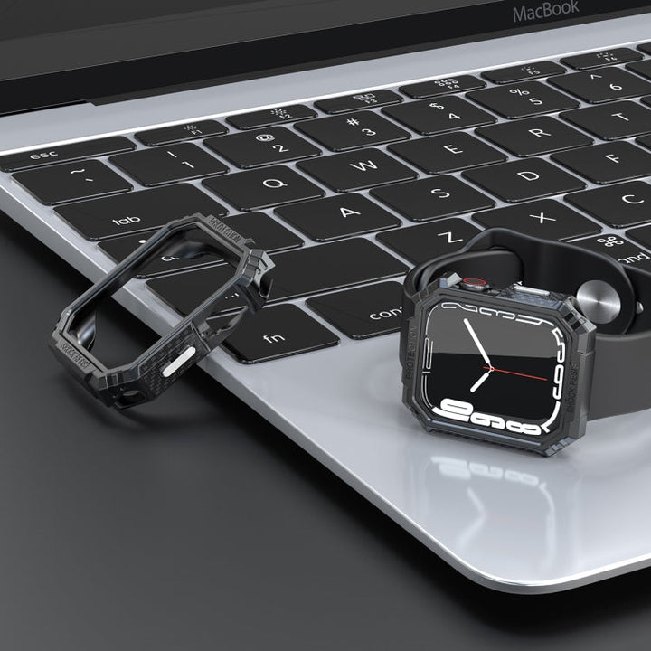 Lisslune | Carbon fiber contrast color protective case for Apple Watch Series 9 / 8 / 7 45mm (Silver)