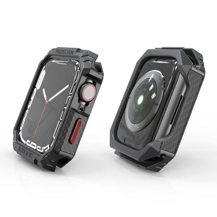 Lisslune | Carbon fiber contrast color protective case for Apple Watch Series 6 & SE & 5 & 4 44mm (Red)