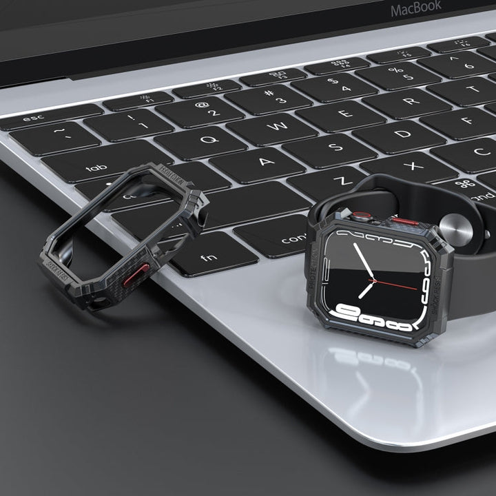 Lisslune | Carbon fiber contrast color protective case for Apple Watch Series 6 & SE & 5 & 4 44mm (Red)