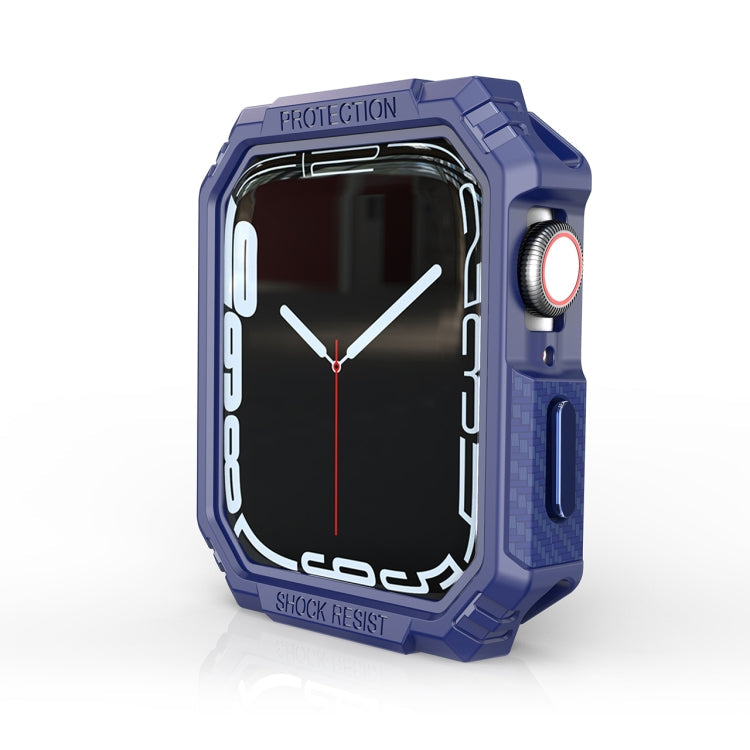 Lisslune | Carbon Fiber Contrast Color Case for Apple Watch Series 6 & SE & 5 & 4 44mm (Blue)
