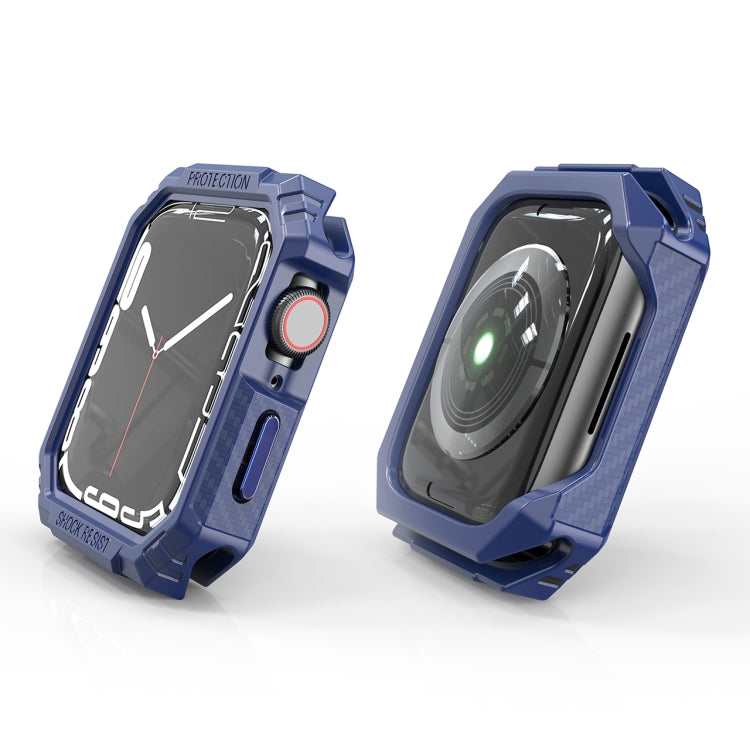 Lisslune | Carbon Fiber Contrast Color Case for Apple Watch Series 6 & SE & 5 & 4 44mm (Blue)