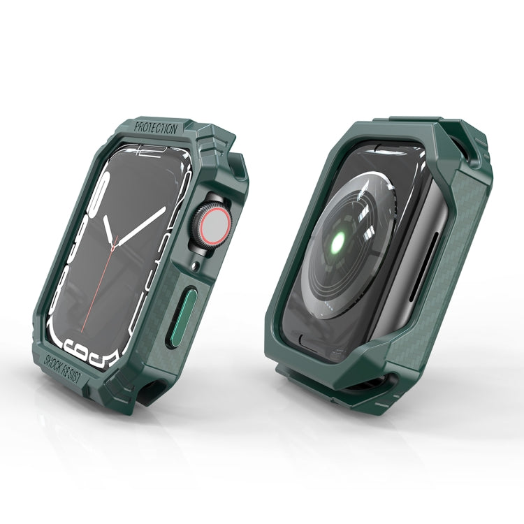 Lisslune | Carbon fiber contrast color protective case for Apple Watch Series 6 & SE & 5 & 4 44mm (Green)