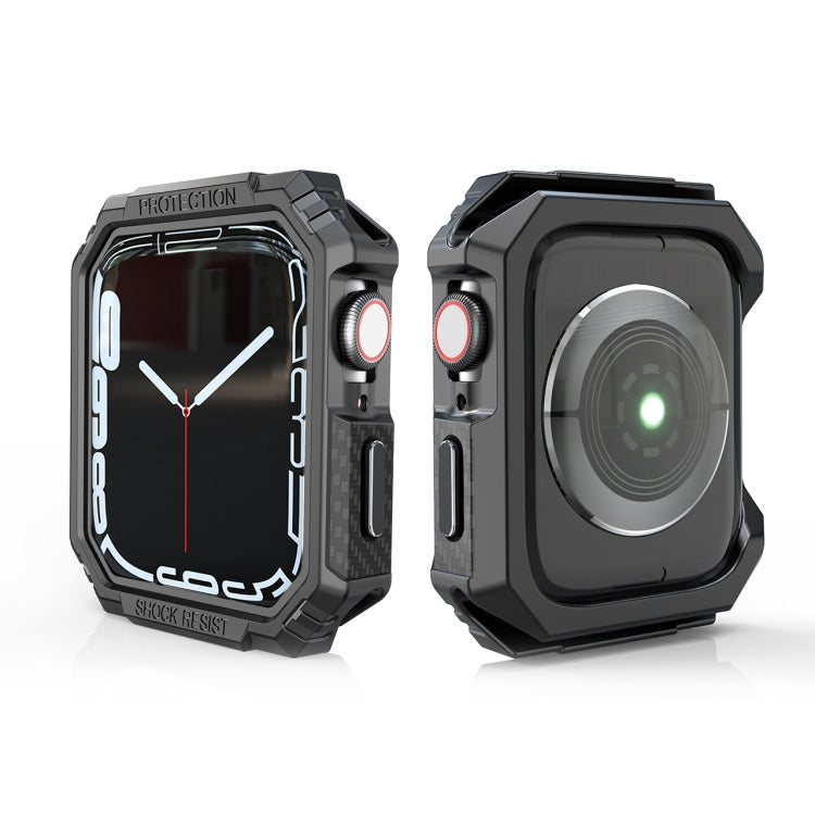 Lisslune | Carbon fiber contrast color protective case for Apple Watch Series 6 & SE & 5 & 4 44mm (Pewter)