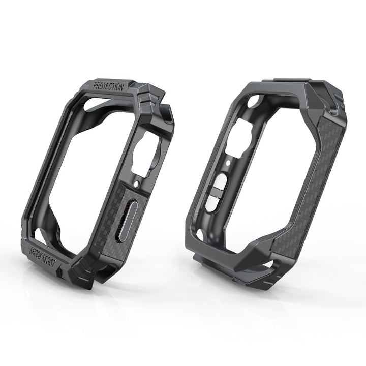 Lisslune | Carbon fiber contrast color protective case for Apple Watch Series 6 & SE & 5 & 4 44mm (Pewter)