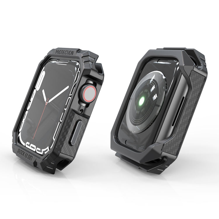 Lisslune | Carbon fiber contrast color protective case for Apple Watch Series 6 & SE & 5 & 4 44mm (Pewter)