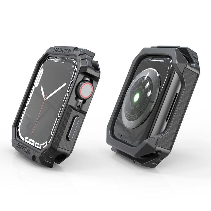 Lisslune | Carbon fiber contrast color protective case for Apple Watch Series 6 & SE & 5 & 4 44mm (Pewter)