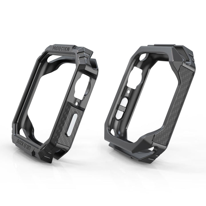 Lisslune | Carbon Fiber Contrast Color Protective Case for Apple Watch Series 6 & SE & 5 & 4 44mm (Silver)
