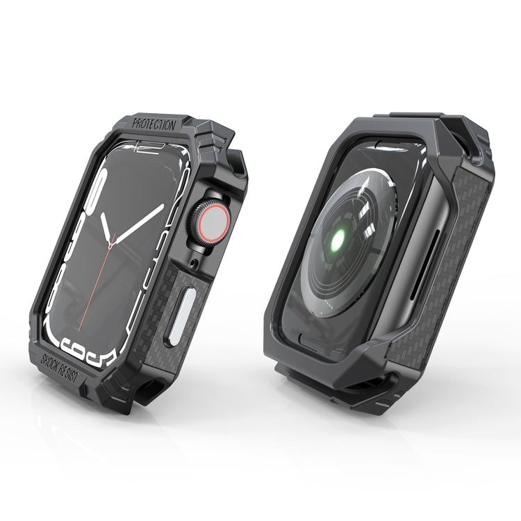 Lisslune | Carbon Fiber Contrast Color Protective Case for Apple Watch Series 6 & SE & 5 & 4 44mm (Silver)