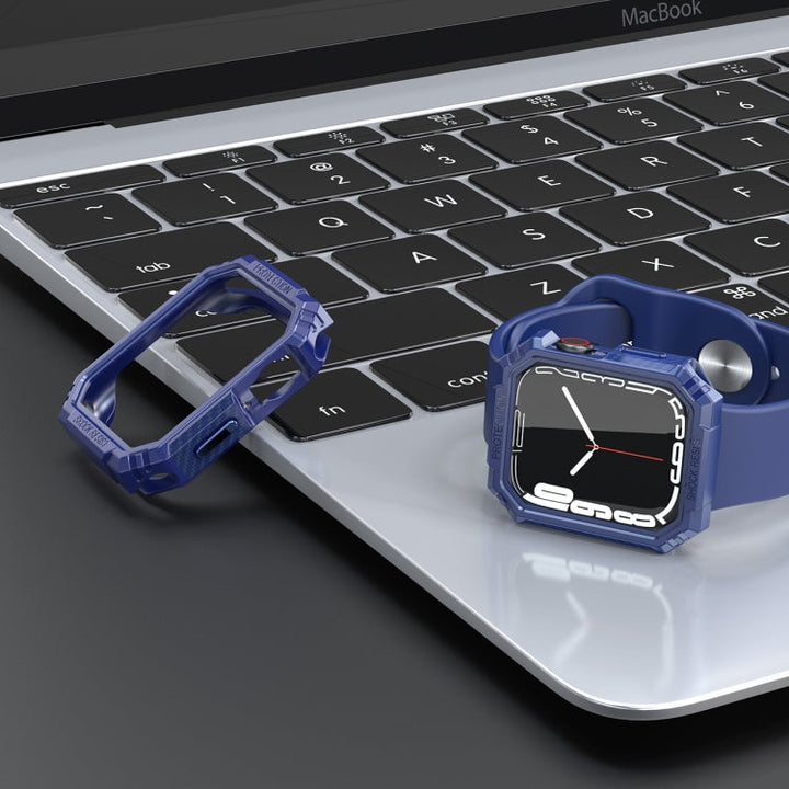 Lisslune | Carbon fiber contrast color protective case for Apple Watch Series 6 & SE & 5 & 4 40mm (Blue)