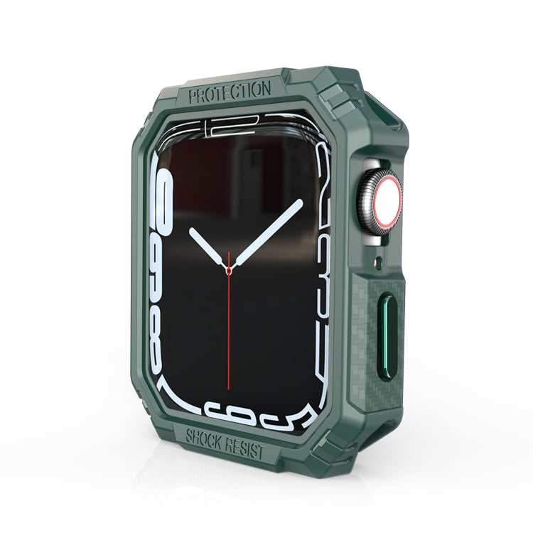 Lisslune | Carbon fiber contrast color protective case for Apple Watch Series 6 & SE & 5 & 4 40mm (Green)
